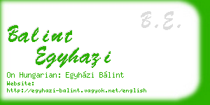 balint egyhazi business card