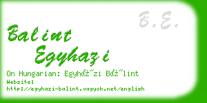 balint egyhazi business card